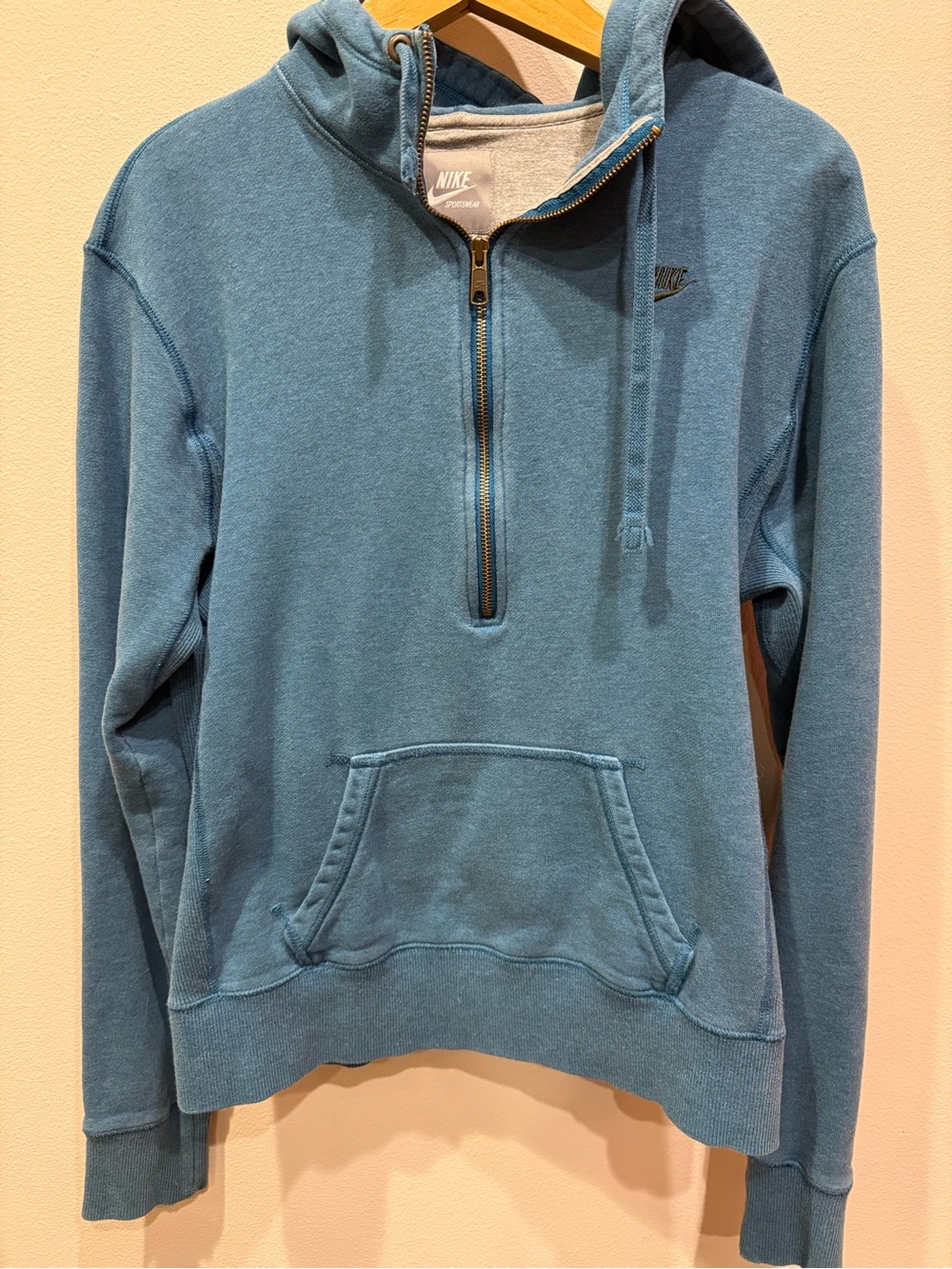 Nike Teal Blue Half-Zip Hoodie Sweatshirt